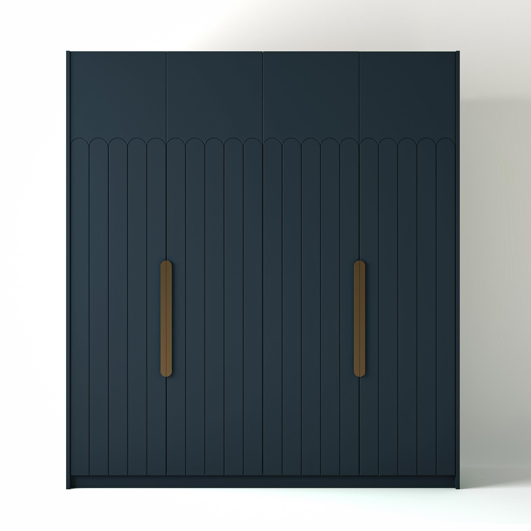 Ontrend 2m_0020_Deco Geo Tall Hague Blue Painted Freestanding wardrobe on a white studio background