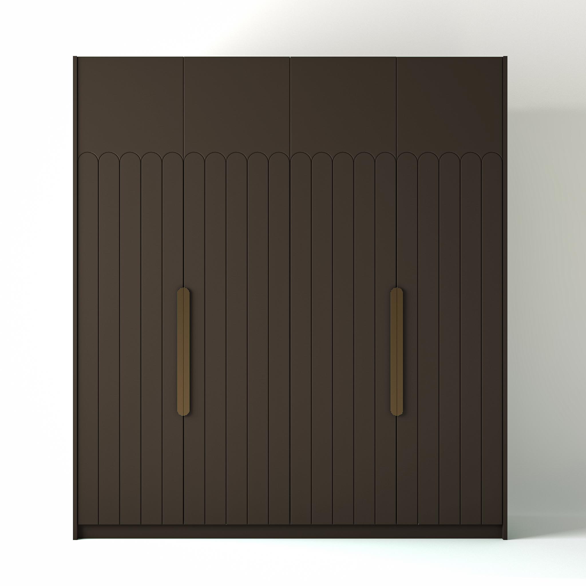 Ontrend 2m_0021_Deco Geo Tall London Clay Painted Freestanding wardrobe on a white studio background