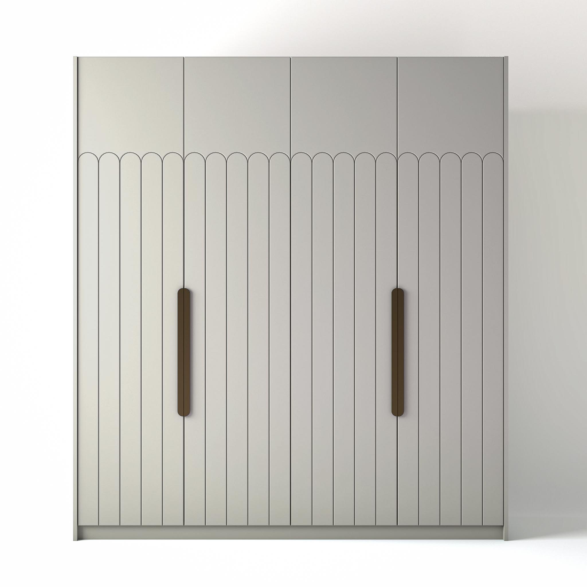 Ontrend 2m_0036_Geo Deco Elephants Breath Painted Freestanding wardrobe on a white studio background