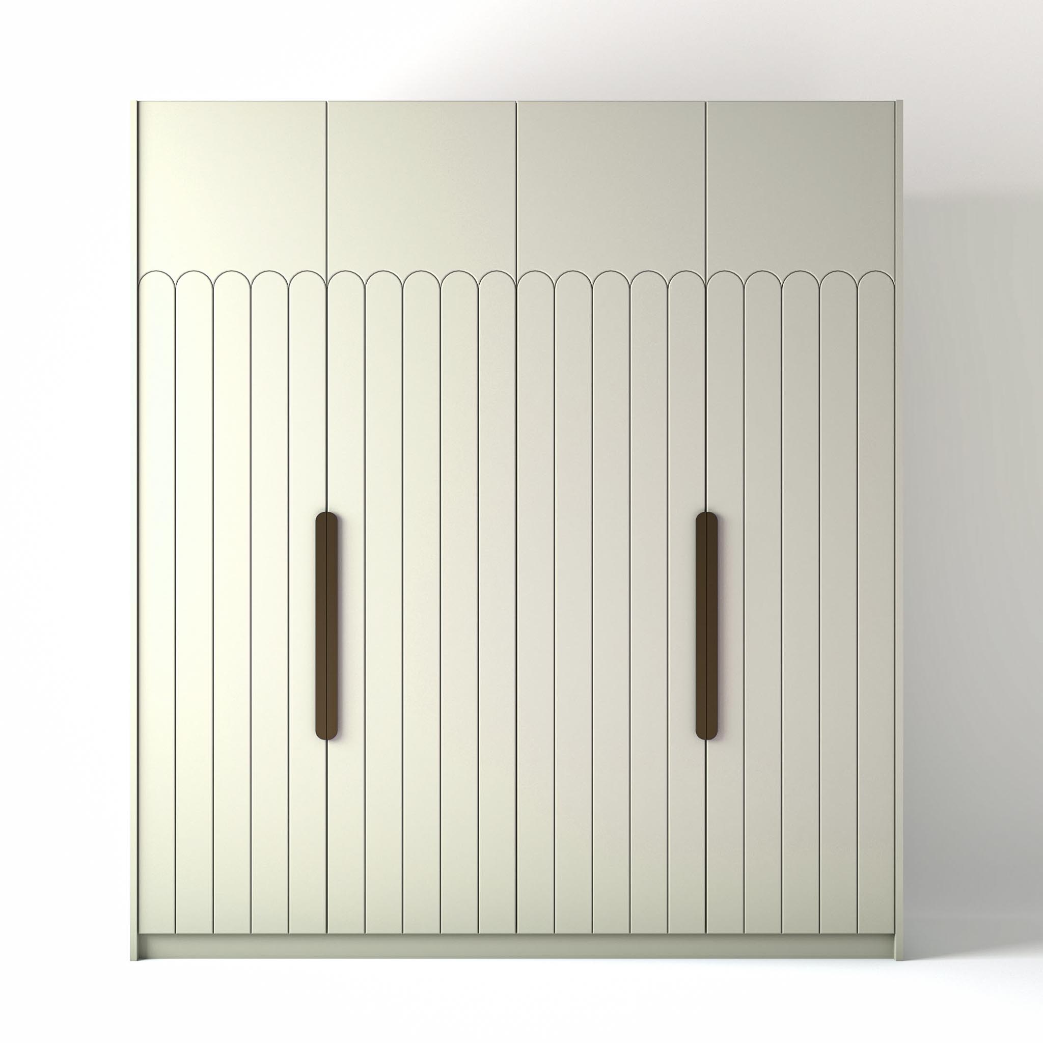 Ontrend 2m_0037_Geo Deco Schoolhouse White Painted Freestanding wardrobe on a white studio background