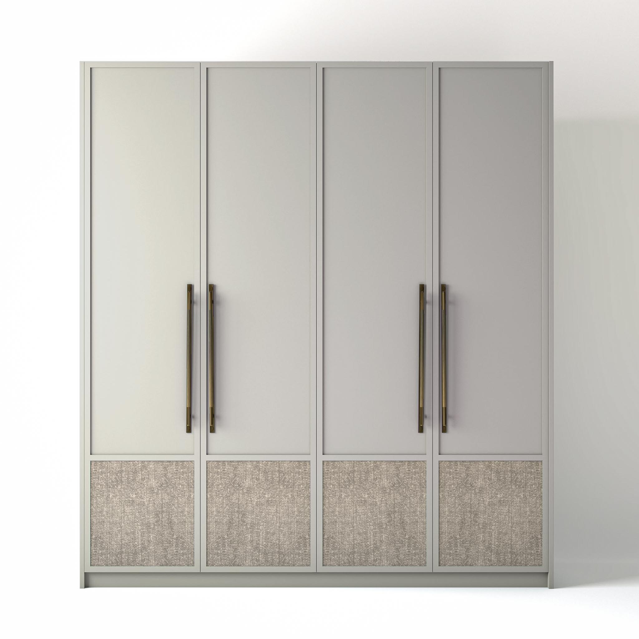 Ontrend 2m_0109_Modern Shaker Fabric Elephants Breath Painted Freestanding wardrobe on a white studio background