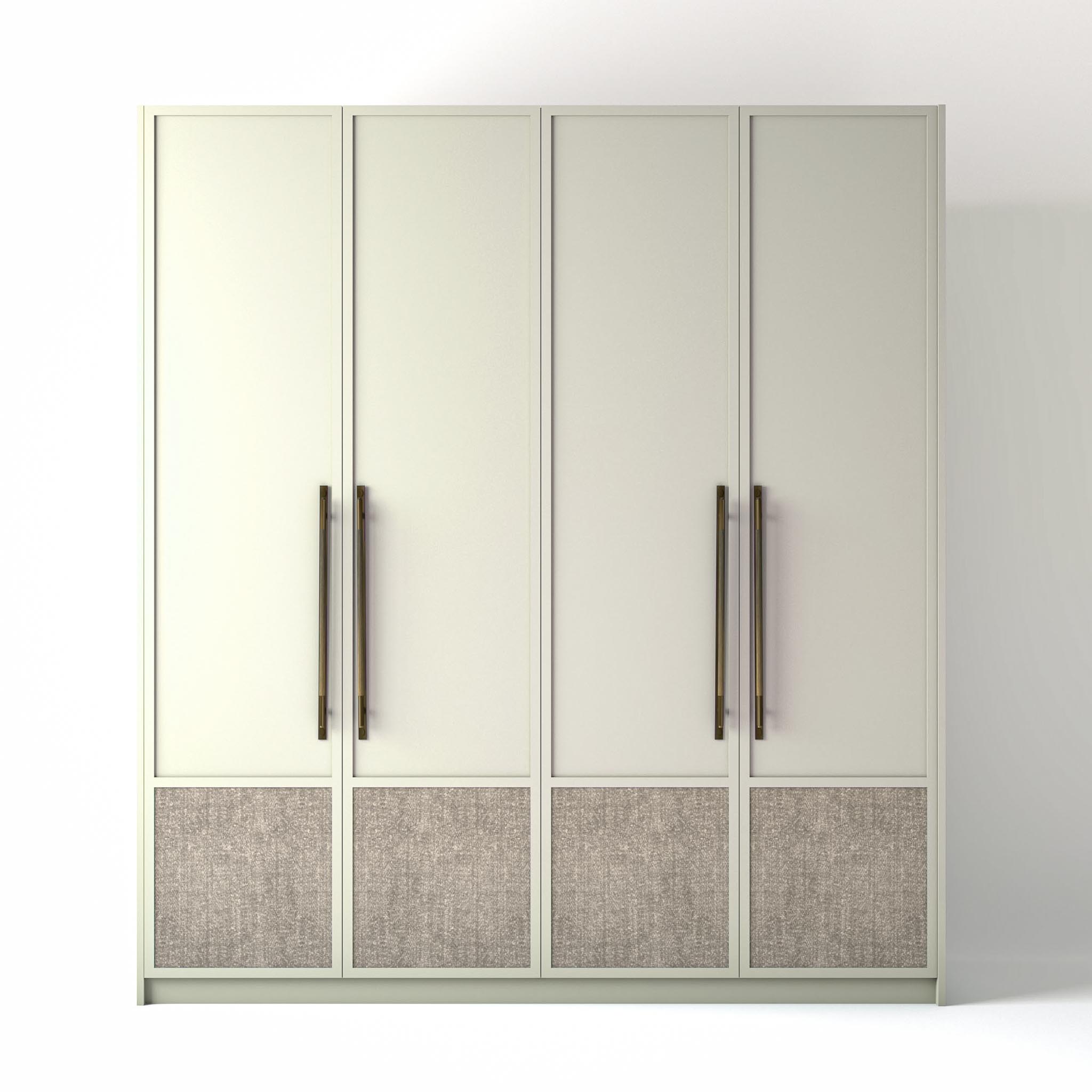 Ontrend 2m_0110_Modern Shaker Fabric Schoolhouse White Painted Freestanding wardrobe on a white studio background