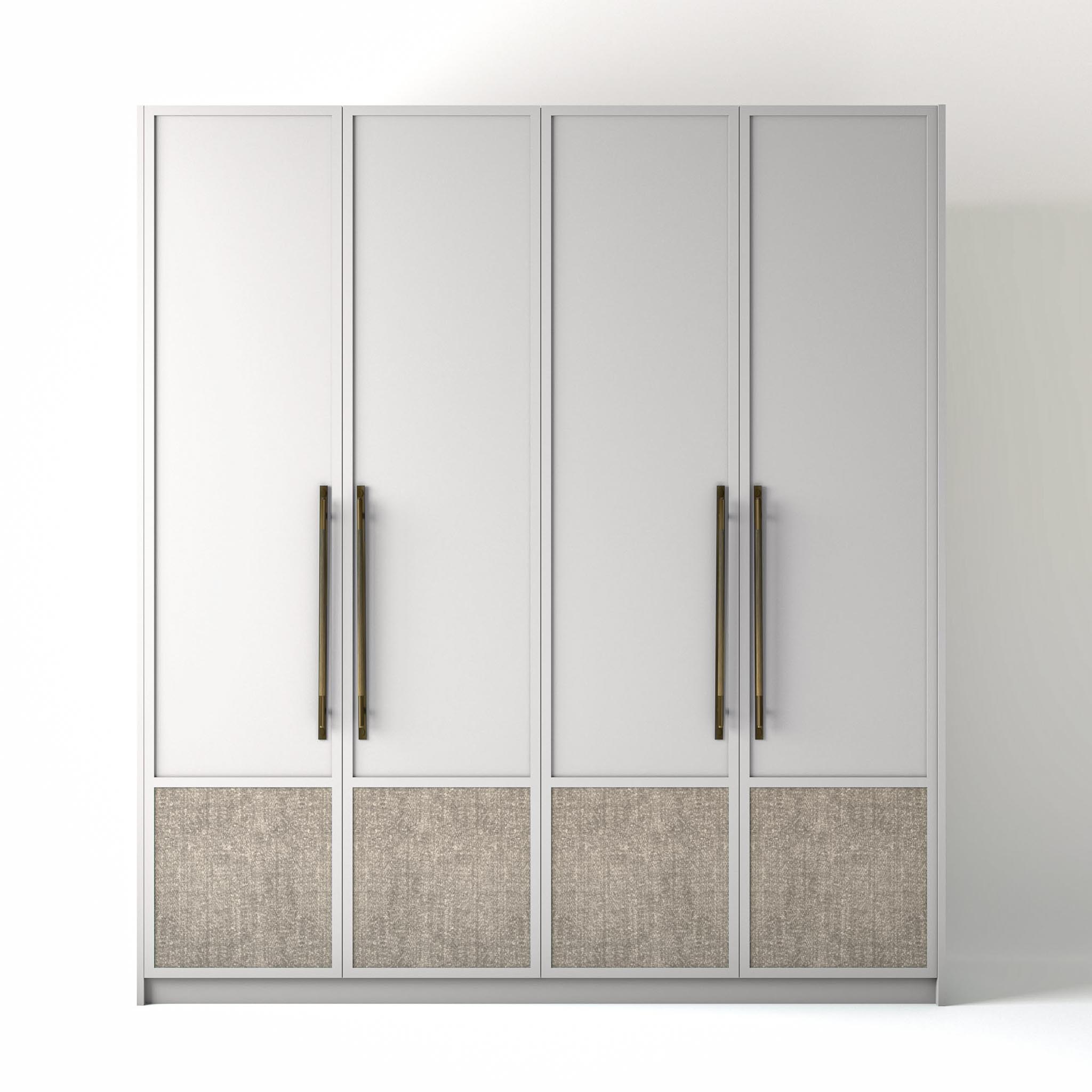 Ontrend 2m_0111_Modern Shaker Fabric Skimming Stone Painted Freestanding wardrobe on a white studio background