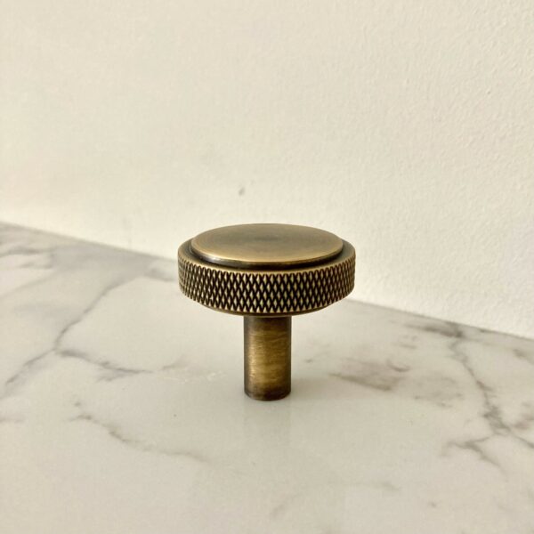 Maison Lamee Knurled Hi Fi Know in Antique Brass finish